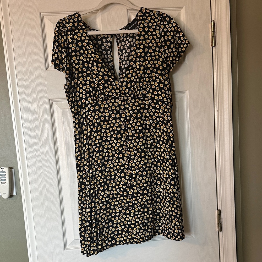 Floral Black and yellow Dress